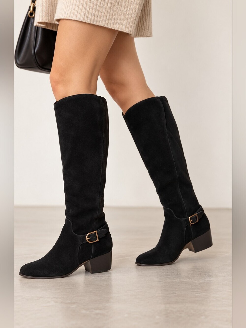 Anne Klein Honesty Black Suede Boots Size 7.5